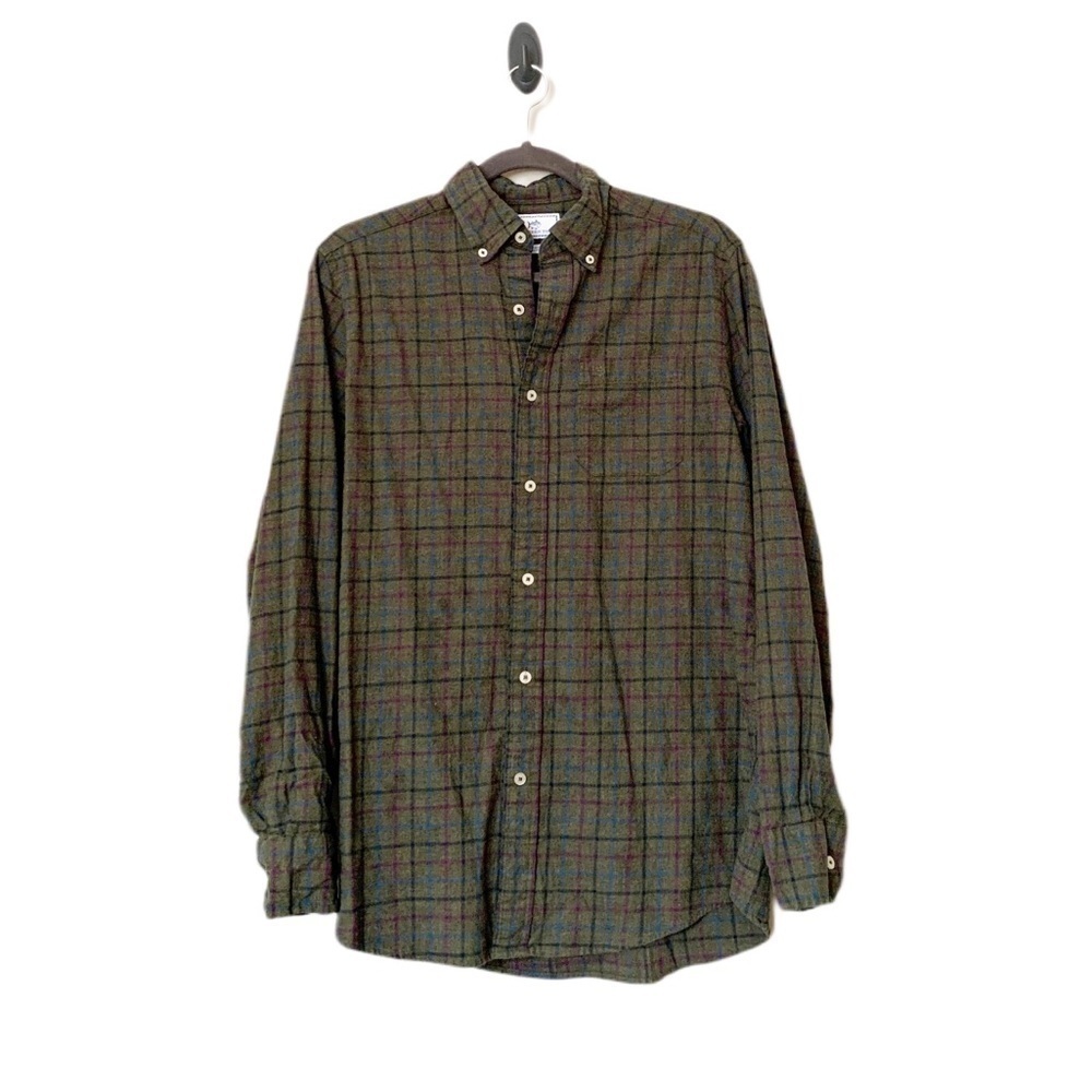 Southern Tide Mens Casual Button Down Flannel Collared Shirt Gray Blue Purple